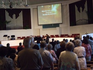 Guest leading worship at Karl Rd. Baptist Church