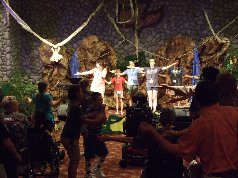 People dancing during the family concert at the Joni and Friends Family Retreat