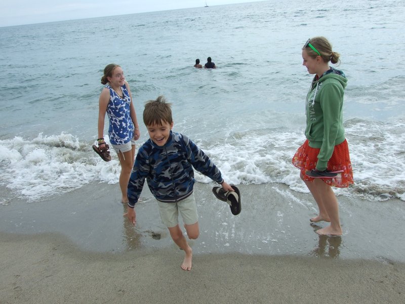 First time for our kids to touch the Pacific!