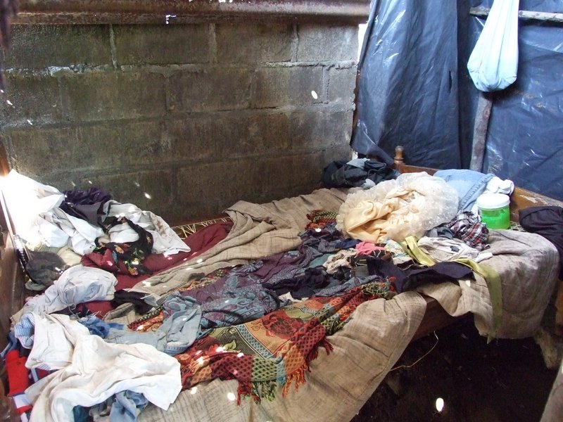 The bed their family of five shares in her brother’s house