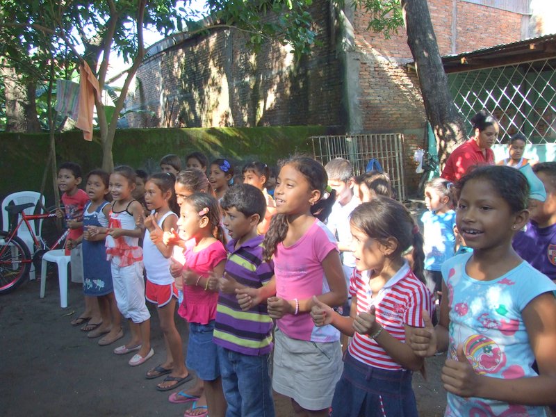 The kids back at the Compassion program