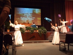 Some of the worship dancers with me leading worship at Island Christian