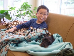 Noah got a little sick right before I left, so he stayed home from school and hung out with Pepper.  