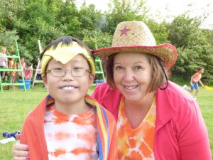 With his teacher Mrs. Saffel who has done an incredible job getting him settled in school!