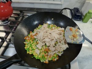 Adding in chicken (and egg not in picture)
