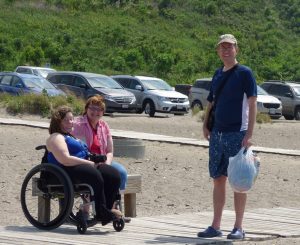 Nathan with Julie and Jessica - they took us to the beach!