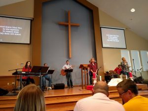 Leading worship with the team at St. Luke’s