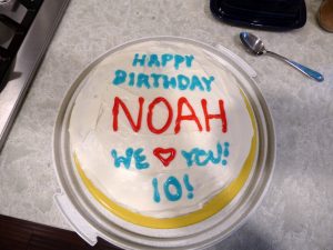 Homemade birthday cake just for him - he picked chocolate!